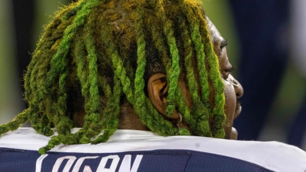 Feb 18, 2023; Houston, TX, USA; Houston Roughnecks defensive lineman Glen Logan (97) sits on the bench while the Roughnecks play against the Orlando Guardians in the fourth quarter at TDECU Stadium. Mandatory Credit: Thomas Shea-USA TODAY Sports  